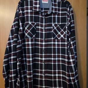WRANGLER Men's Black and White Plaid Casual Shirt Premium Quality Size 2XL